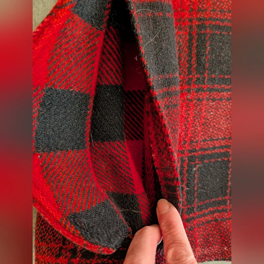 Vintage 60s/70s Wool Field Coat Hunting Red Black Buffalo Check Size 40